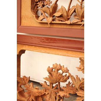 草花木彫欄間 2枚1組　R2105 