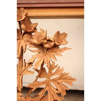 草花木彫欄間 2枚1組　R2105 