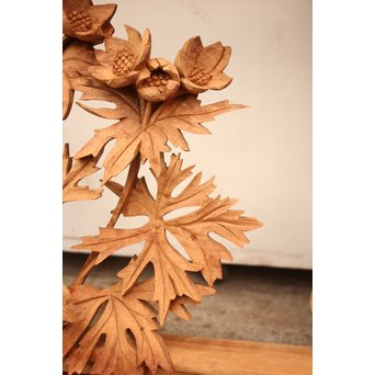 草花木彫欄間 2枚1組　R2105 