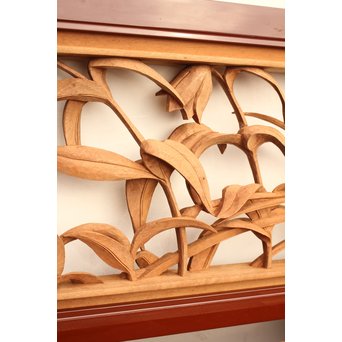 草花木彫欄間 2枚1組　R2105 