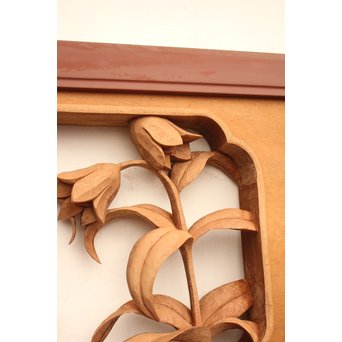 草花木彫欄間 2枚1組　R2105 