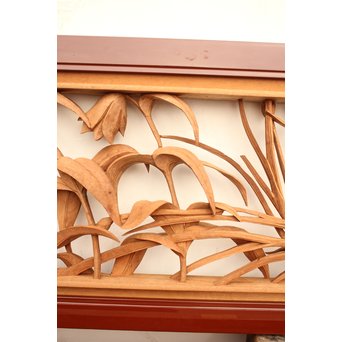 草花木彫欄間 2枚1組　R2105 