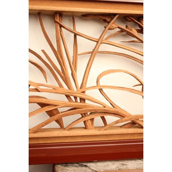 草花木彫欄間 2枚1組　R2105 