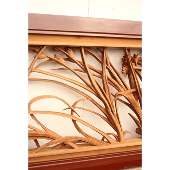 草花木彫欄間 2枚1組　R2105 