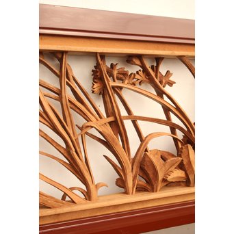 草花木彫欄間 2枚1組　R2105 