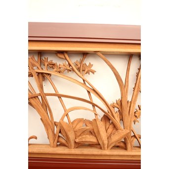 草花木彫欄間 2枚1組　R2105 