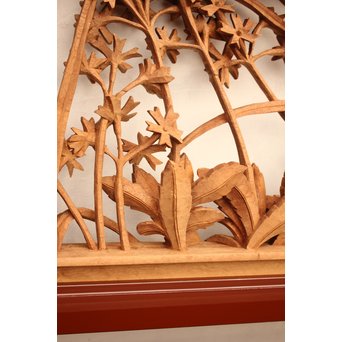 草花木彫欄間 2枚1組　R2105 