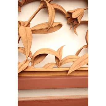 草花木彫欄間 2枚1組　R2105 