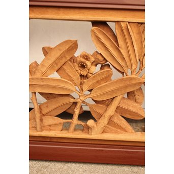 草花木彫欄間 2枚1組　R2105 