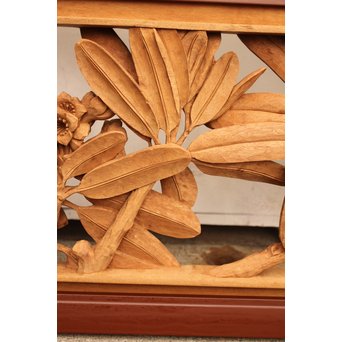 草花木彫欄間 2枚1組　R2105 