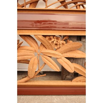 草花木彫欄間 2枚1組　R2105 