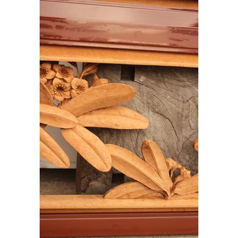 草花木彫欄間 2枚1組　R2105 