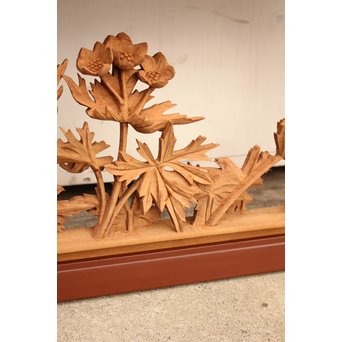 草花木彫欄間 2枚1組　R2105 