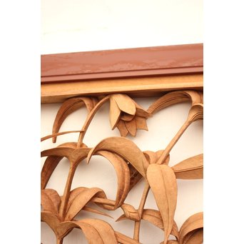 草花木彫欄間 2枚1組　R2105 