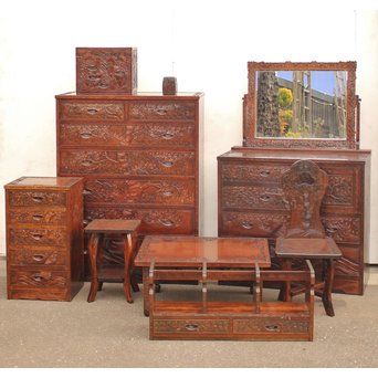 軽井沢彫 9点家具文具一式　T388