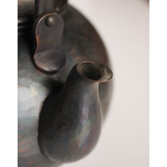 玉川堂 紫金色鎚肌銅製 湯沸 建水 茶筒 セット  K497　 