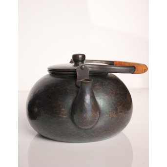 玉川堂 紫金色鎚肌銅製 湯沸 建水 茶筒 セット  K497　 