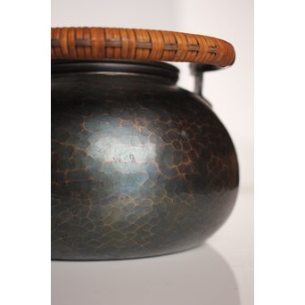 玉川堂 紫金色鎚肌銅製 湯沸 建水 茶筒 セット  K497　 