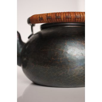 玉川堂 紫金色鎚肌銅製 湯沸 建水 茶筒 セット  K497　 