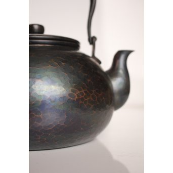 玉川堂 紫金色鎚肌銅製 湯沸 建水 茶筒 セット  K497　 