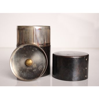 玉川堂 紫金色鎚肌銅製 湯沸 建水 茶筒 セット  K497　 