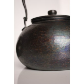 玉川堂 紫金色鎚肌銅製 湯沸 建水 茶筒 セット  K497　 