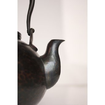 玉川堂 紫金色鎚肌銅製 湯沸 建水 茶筒 セット  K497　 