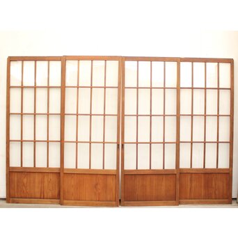 モールとクリアガラスの市松ガラス戸 4枚1組　GD1040 