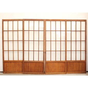 モールとクリアガラスの市松ガラス戸 4枚1組　GD1040