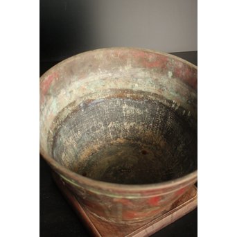 天明鋳物 正田暘谷 斑柴銅 瓶掛/火鉢　H491 