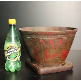 天明鋳物 正田暘谷 斑柴銅 瓶掛/火鉢　H491 