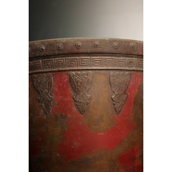 天明鋳物 正田暘谷 斑柴銅 瓶掛/火鉢　H491 