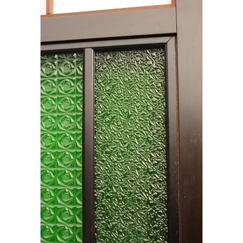 稀少緑色オニダイアガラスの障子戸 2枚1組  GD1042Y 