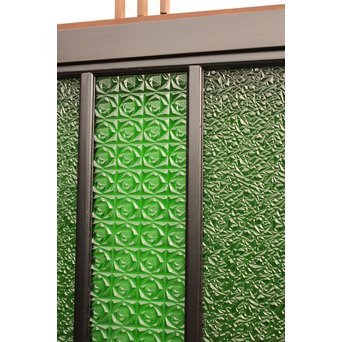 稀少緑色オニダイアガラスの障子戸 2枚1組  GD1042Y 