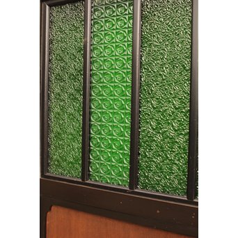 稀少緑色オニダイアガラスの障子戸 2枚1組  GD1042Y 