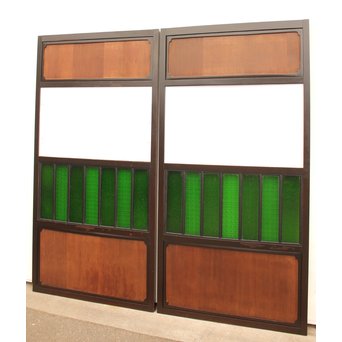 稀少緑色オニダイアガラスの障子戸 2枚1組  GD1042Y 