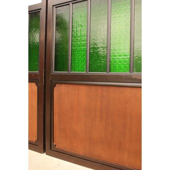 稀少緑色オニダイアガラスの障子戸 2枚1組  GD1042Y 