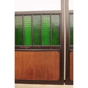 稀少緑色オニダイアガラスの障子戸 2枚1組  GD1042Y 