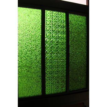 稀少緑色オニダイアガラスの障子戸 2枚1組  GD1042Y 