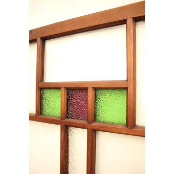 紫と緑色ガラスの建具 2枚1組　GD1046Y 