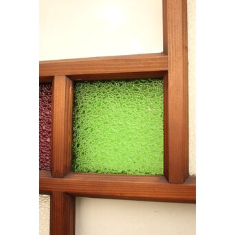 紫と緑色ガラスの建具 2枚1組　GD1046Y 