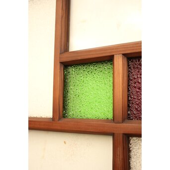 紫と緑色ガラスの建具 2枚1組　GD1046Y 