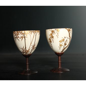 蒔絵卵殻杯 2個1組　S2975