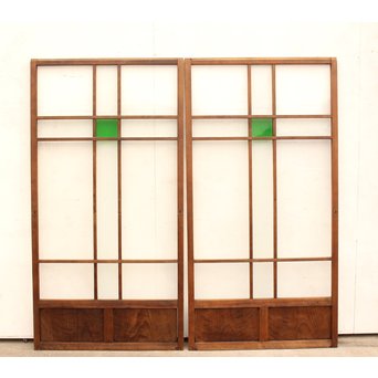 桜模様と緑色ガラスの建具 2枚1組　GD1050 