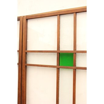 桜模様と緑色ガラスの建具 2枚1組　GD1050 