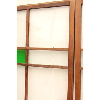 桜模様と緑色ガラスの建具 2枚1組　GD1050 