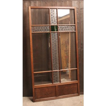 桜模様と緑色ガラスの建具 2枚1組　GD1050 