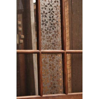 桜模様と緑色ガラスの建具 2枚1組　GD1050 