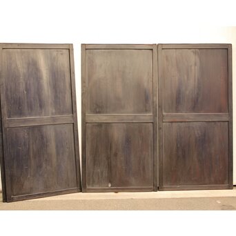 田舎風時代民藝帯戸 4枚1組　D159 ※もう2枚の背面　割れや小さな穴も見られます