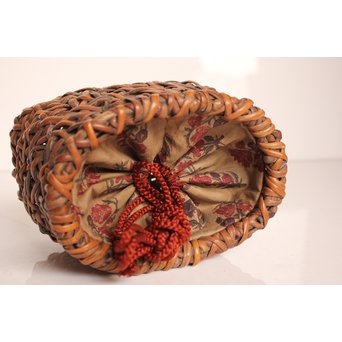 早川尚古斎作 籐編提藍/茶籠　K526 